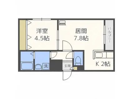 ルジュール琴似(1LDK/3階)の間取り写真