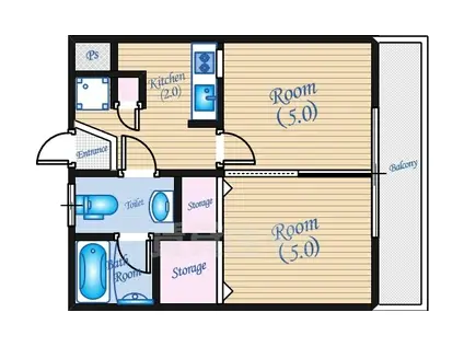 ヴィア神田(2K/4階)の間取り写真