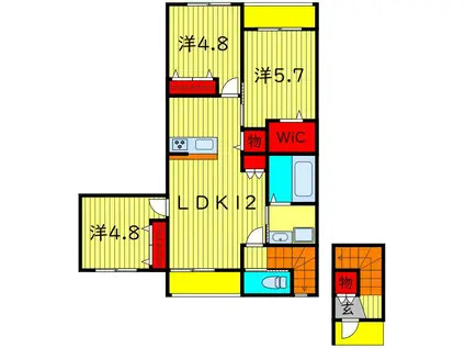 メゾンクレール日暮ノース(3LDK/2階)の間取り写真