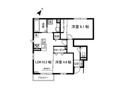 シティハイム(2LDK/1階)の間取り写真