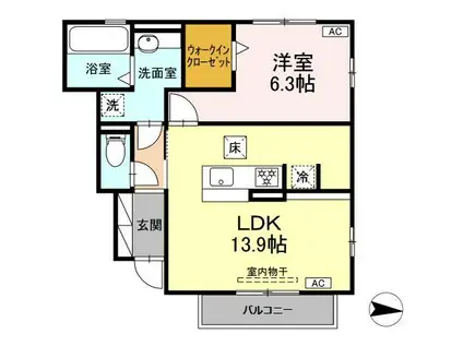 グラシアカーサ(1LDK/1階)の間取り写真