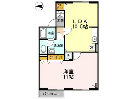 トリヴァンベール中島(1LDK/2階)の間取り写真