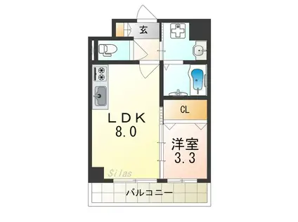 スプランディッド堺東(1LDK/8階)の間取り写真