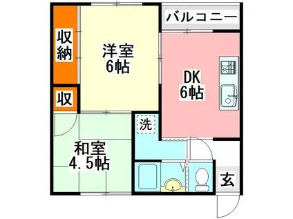 田中アパート(2DK/2階)の間取り写真