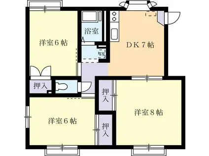 ハイツ堀口(3DK/2階)の間取り写真