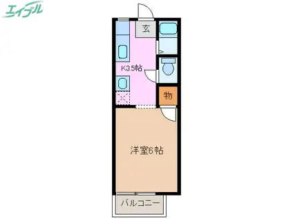 レジデンス日野(1K/2階)の間取り写真