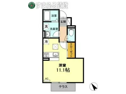 ネコデコ(ワンルーム/1階)の間取り写真