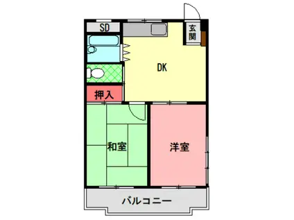 旭ロイヤルハイム(2DK/3階)の間取り写真