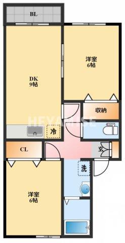 セジュールYMIII(2DK/1階)の間取り写真
