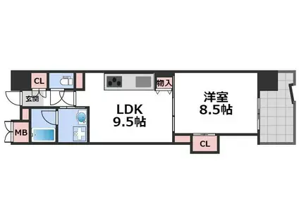 マスターズレジデンス道頓堀II(1LDK/3階)の間取り写真