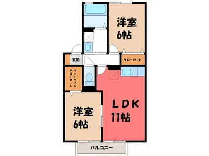 エクセレント(2LDK/2階)の間取り写真
