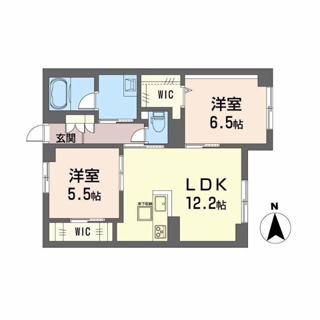 ラ・パルテール旭川 11番館(2LDK/1階)の間取り写真