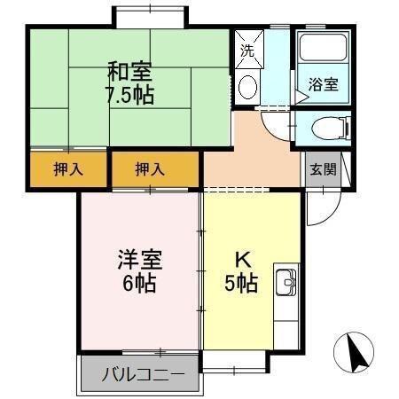 アーバンハイツ(2DK/2階)の間取り写真