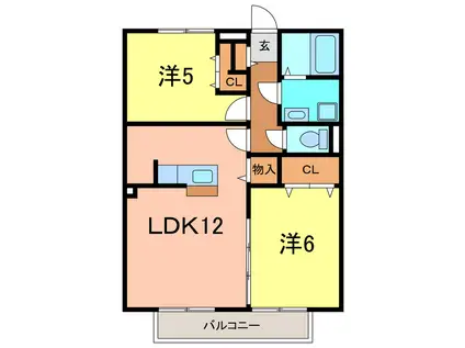 エーデルハイム碧海(2LDK/2階)の間取り写真