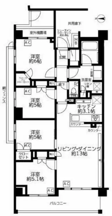 ザ・パークハウス上石神井レジデンス 1階階 間取り