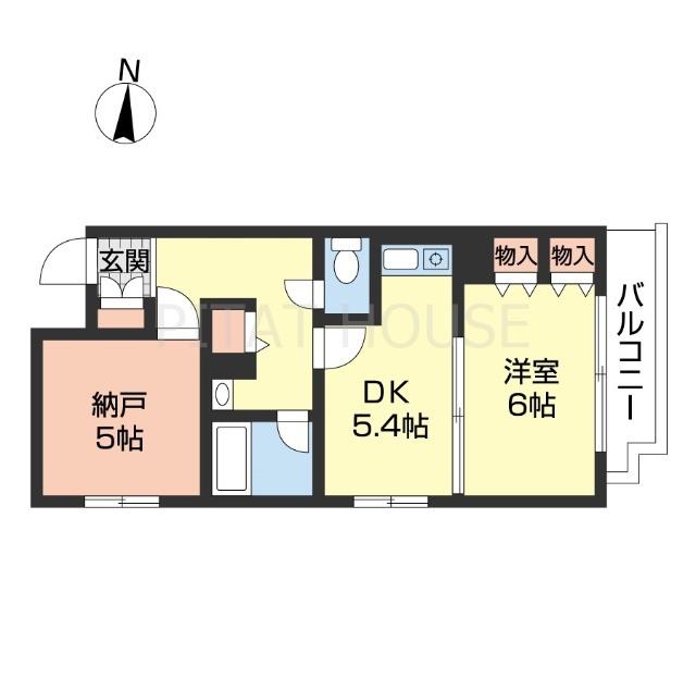 シャルマンフジ中之島弐番館(1SDK/1階)の間取り写真