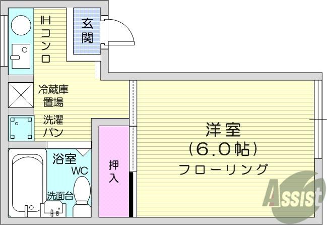 ミッテ連坊(1K/1階)の間取り写真