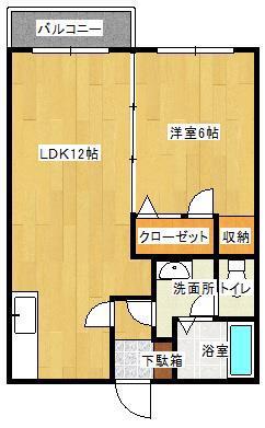 メナージュ B(1LDK/1階)の間取り写真