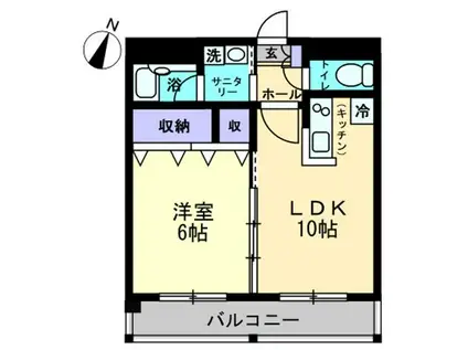 AMS4観光町(1LDK/2階)の間取り写真
