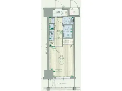 エステムコート博多祇園ツインタワー2(1K/2階)の間取り写真