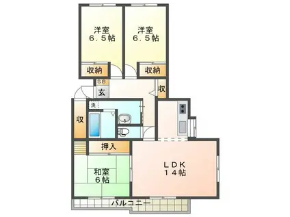 グレースマンション(3LDK/2階)の間取り写真