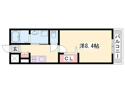 ペガサスII(1K/1階)の間取り写真