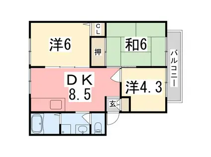 サンフォーレハイツB棟(3LDK/2階)の間取り写真