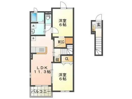 クレア II(2LDK/2階)の間取り写真