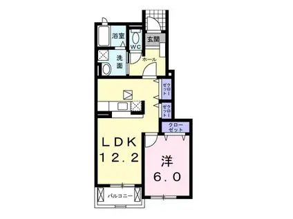 メゾン双鶴C(1LDK/1階)の間取り写真
