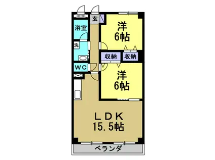 PEACH花の家(2LDK/2階)の間取り写真