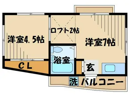 ヤシマハイツ(1DK/3階)の間取り写真