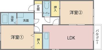 マリエール(2LDK/2階)の間取り写真