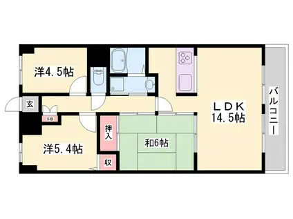 手柄アートスカイハイツ(3LDK/5階)の間取り写真