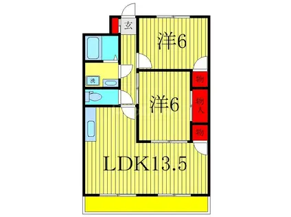 第1パークマンション西原(2LDK/3階)の間取り写真