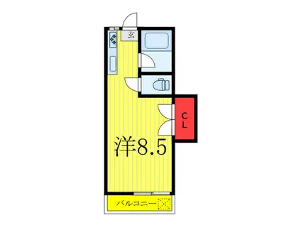 ローゼ小川(ワンルーム/1階)の間取り写真