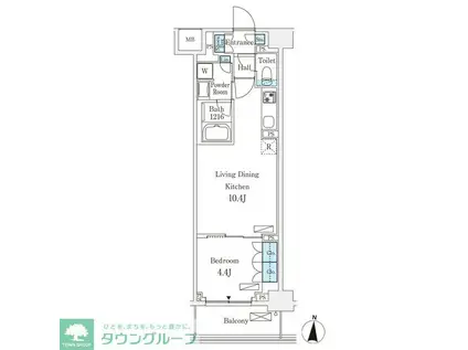 フロンティアレジデンス錦糸公園(1LDK/6階)の間取り写真