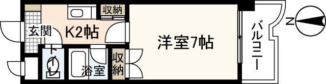 ジュネス山城(1K/2階)の間取り写真