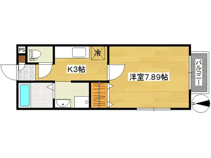 ラ・ヴィヌーボー雨宮(1K/1階)の間取り写真