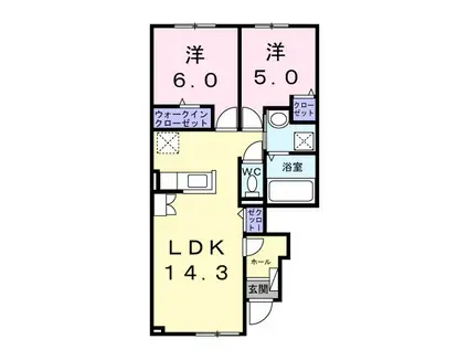 ひまわりV(2LDK/1階)の間取り写真