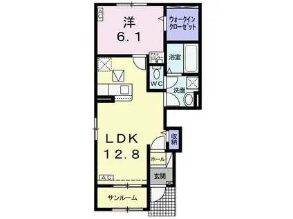 カーサ・プラシード(1LDK/1階)の間取り写真