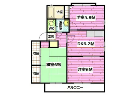 ドミール東青崎(3DK/2階)の間取り写真