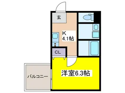 一条通共同計画(1K/2階)の間取り写真