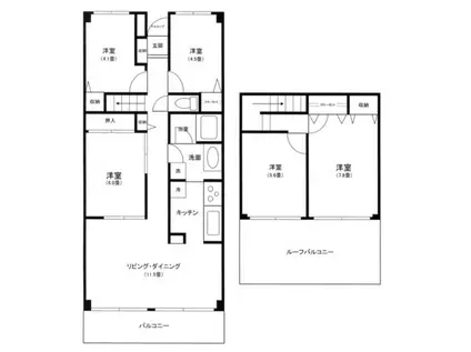 ジュネス(5LDK/8階)の間取り写真