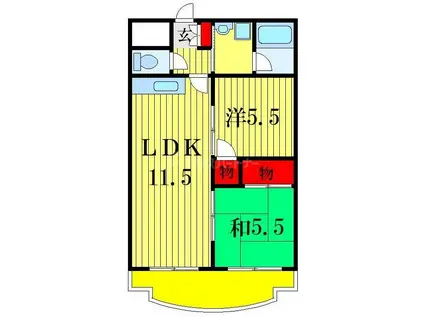 サンハイツ柏(2LDK/1階)の間取り写真