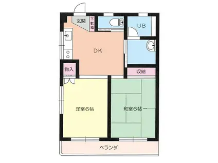 ショーナニアン(2DK/4階)の間取り写真