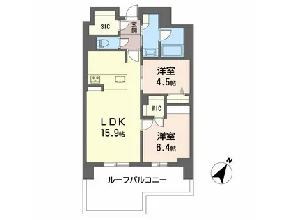 リビエナ グラン 新梅田(2LDK/3階)の間取り写真