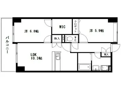 ヴィラ・スペランツァ(2LDK/2階)の間取り写真