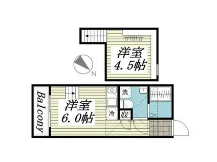 アカリアビテB棟(ワンルーム/1階)の間取り写真