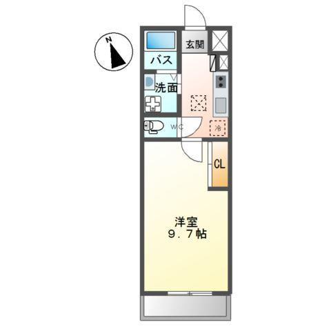 サンモールウエスト II(1K/2階)の間取り写真