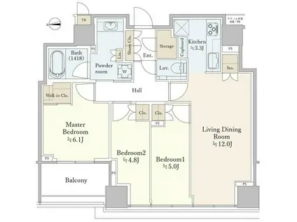 クラッシィタワー新宿御苑(3LDK/10階)の間取り写真